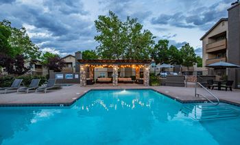 Pool Cabana Lounge at River Walk Apartments in New Mexico